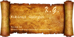 Kubinyi Györgyi névjegykártya